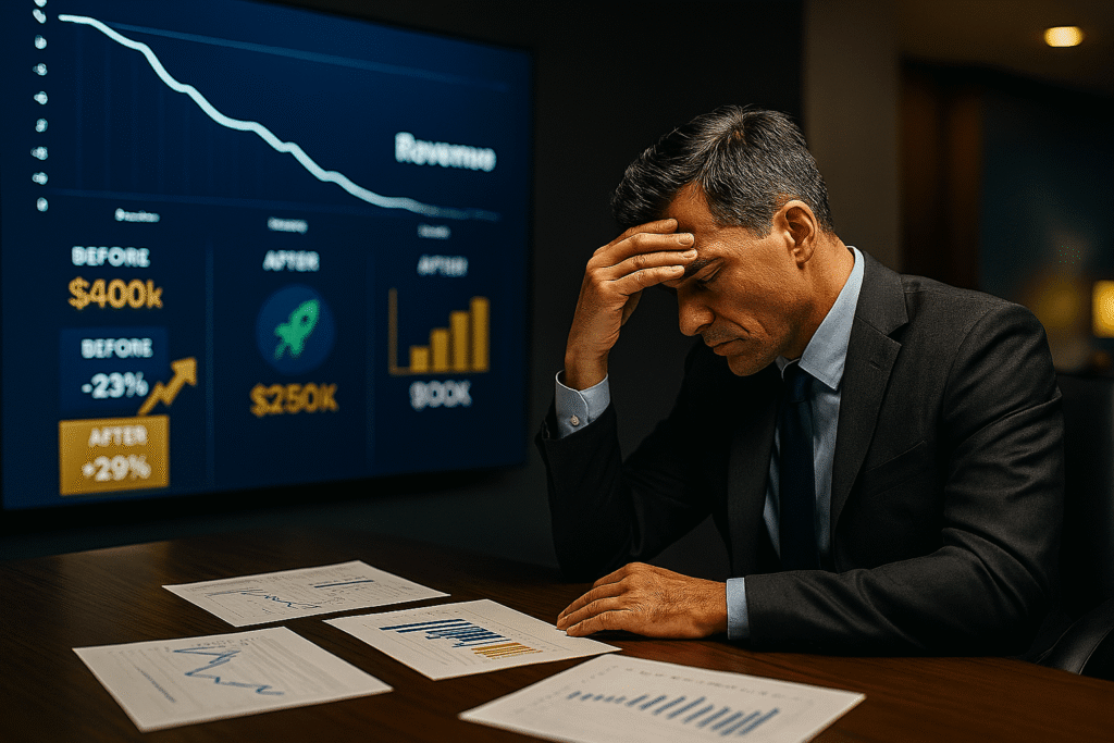Enterprise executive reviewing data monetization strategy failures and mistakes